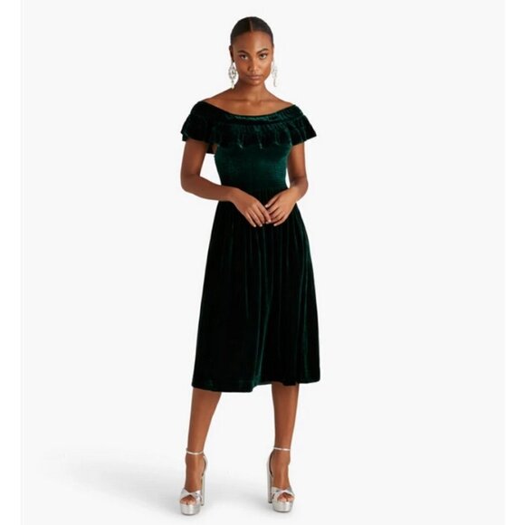 💕HILL HOUSE💕 The Akilah Nap Dress ~ Emerald Green Velvet Small S NWT - Picture 2 of 16